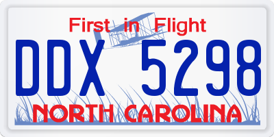 NC license plate DDX5298