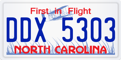 NC license plate DDX5303