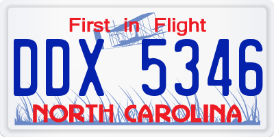 NC license plate DDX5346