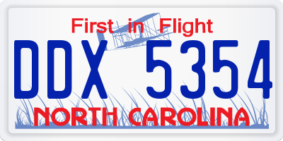 NC license plate DDX5354