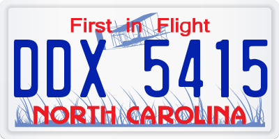 NC license plate DDX5415
