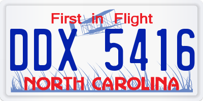 NC license plate DDX5416