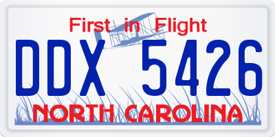 NC license plate DDX5426