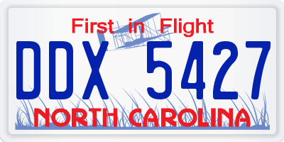 NC license plate DDX5427