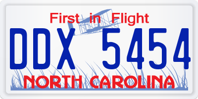 NC license plate DDX5454