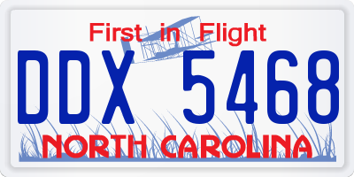 NC license plate DDX5468