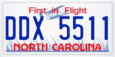 NC license plate DDX5511
