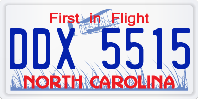 NC license plate DDX5515