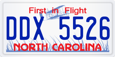 NC license plate DDX5526