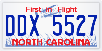 NC license plate DDX5527