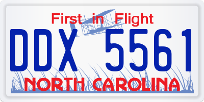 NC license plate DDX5561