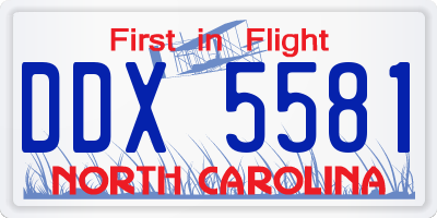 NC license plate DDX5581