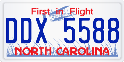 NC license plate DDX5588