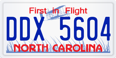 NC license plate DDX5604