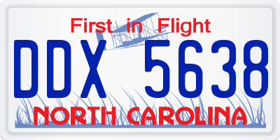 NC license plate DDX5638