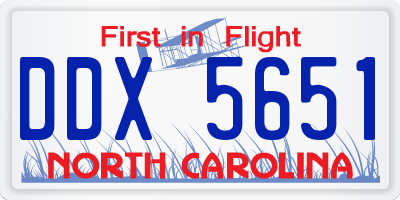 NC license plate DDX5651
