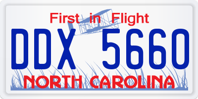 NC license plate DDX5660