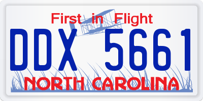 NC license plate DDX5661