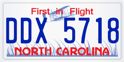 NC license plate DDX5718