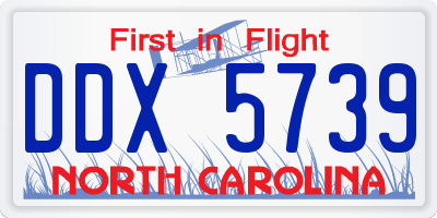 NC license plate DDX5739
