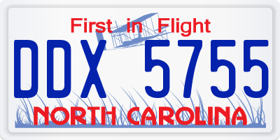 NC license plate DDX5755