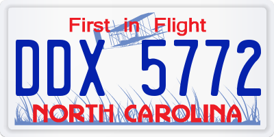 NC license plate DDX5772