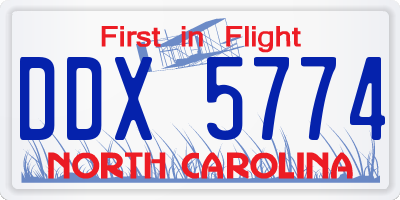 NC license plate DDX5774