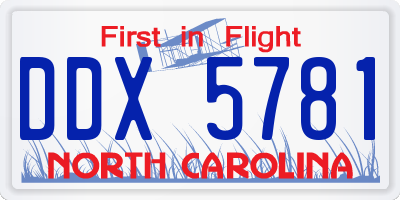 NC license plate DDX5781