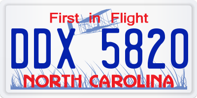 NC license plate DDX5820