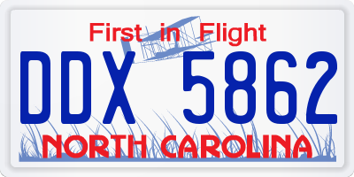 NC license plate DDX5862