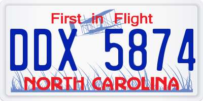 NC license plate DDX5874
