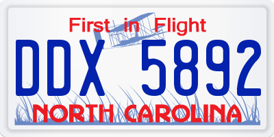 NC license plate DDX5892