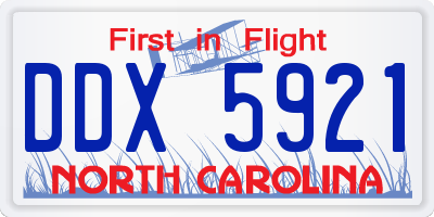 NC license plate DDX5921