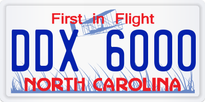 NC license plate DDX6000