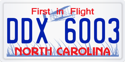 NC license plate DDX6003