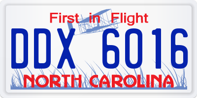 NC license plate DDX6016