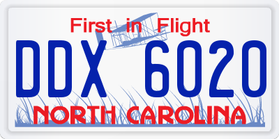 NC license plate DDX6020