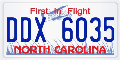 NC license plate DDX6035
