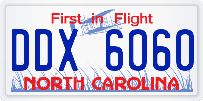 NC license plate DDX6060