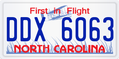 NC license plate DDX6063