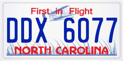 NC license plate DDX6077
