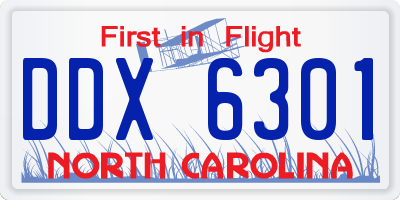 NC license plate DDX6301