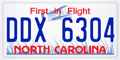 NC license plate DDX6304