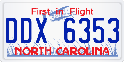 NC license plate DDX6353