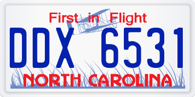 NC license plate DDX6531