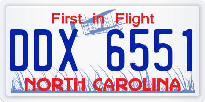 NC license plate DDX6551