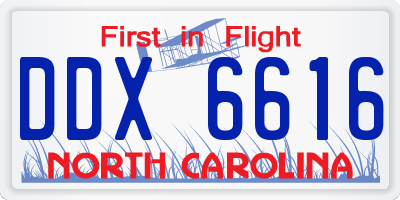 NC license plate DDX6616