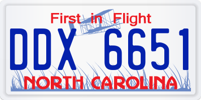 NC license plate DDX6651