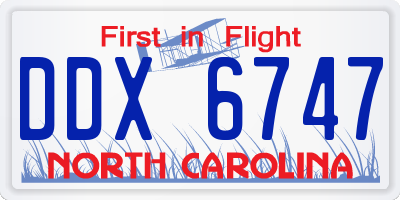 NC license plate DDX6747