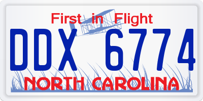 NC license plate DDX6774